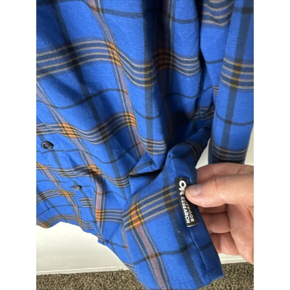 Outdoor Research OR Flannel Button Up Shirt Blue Orange Plaid Long Sleeve Men L - Picture 2 of 8